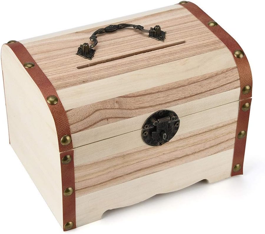 Money Bank Wooden Piggy Bank Safe Money Box Savings With Lock Wood Carving Handmade Spaarpot Tirelire Hucha Salvadanaio Kumbara Cash Boxes Cash Box (Color : Black)
