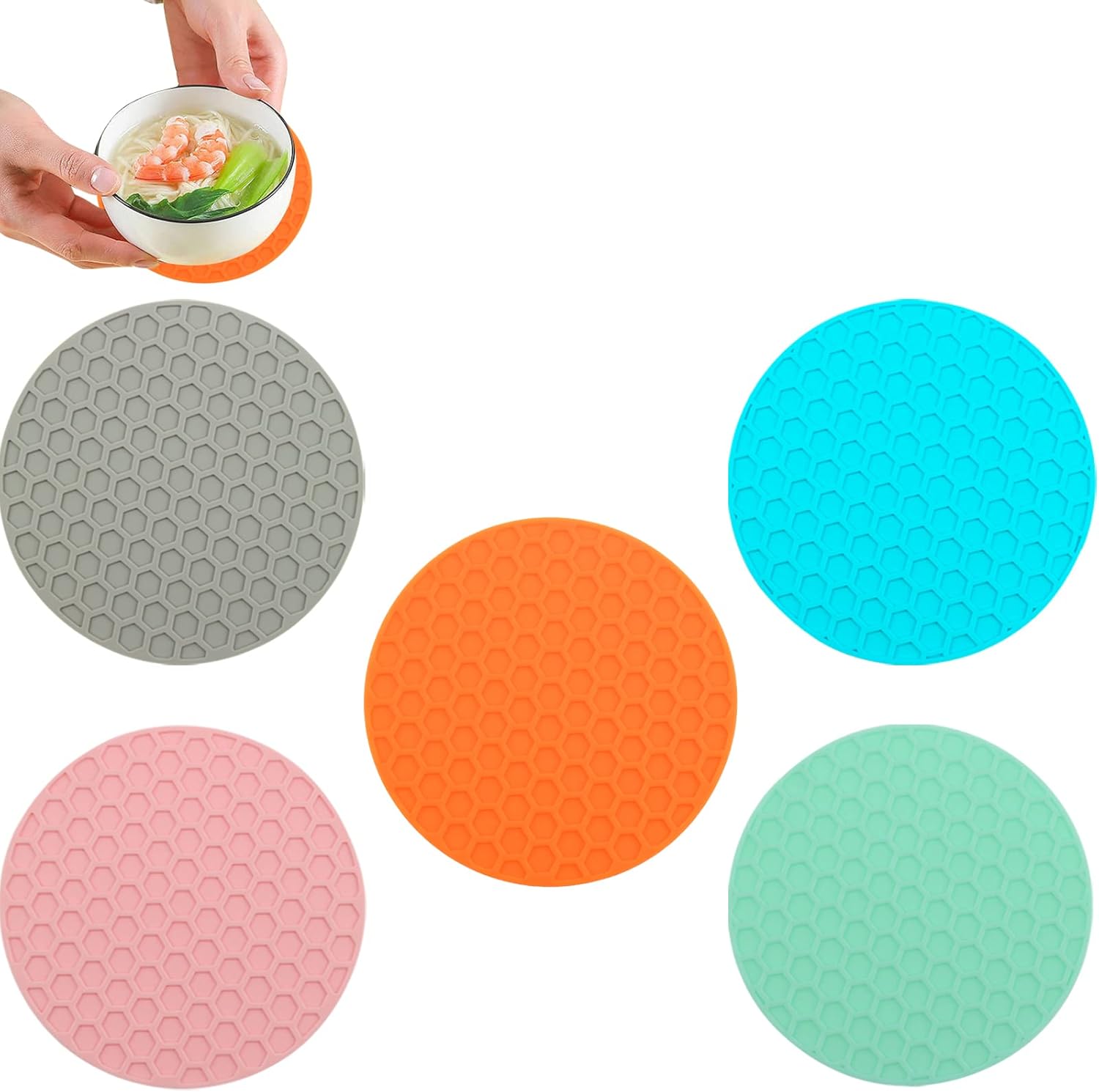 5 PACK Silicone Jar Lid Opener Grippers Pad Rubber Bottle
