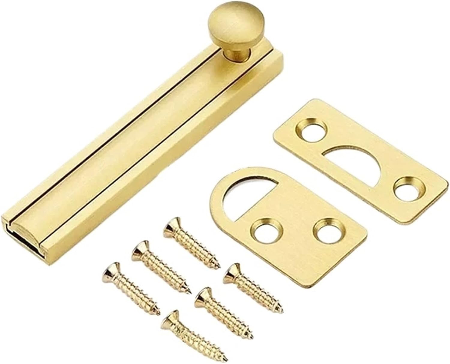 Door Surface Bolt Latch 4 Sets Hardware: Vertical & Horizontal Installation Safe Closure