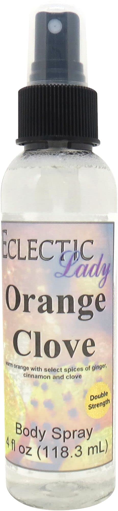 Eclectic Lady Orange Clove Body Spray, Double Strength, 4 ounces, Body Mist for Women with Clean, Light & Gentle Fragrance, Cologne with Soft, Subtle Aroma For Daily Use