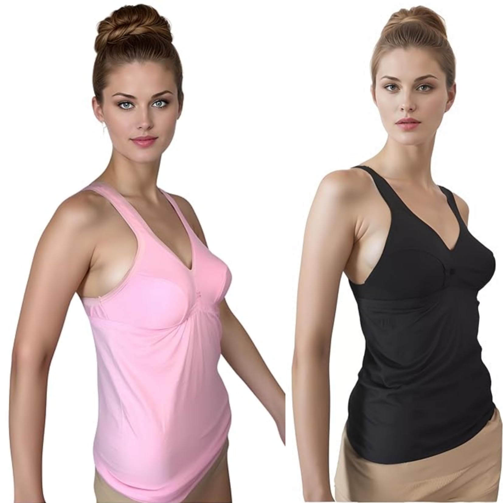 heer enterprise Women's non Padded Camisole Tank Top – Built-in Bra, Sleeveless, Stretchable & Soft – Casual Innerwear for Daily, Wear (Pack of 2)-picture-10