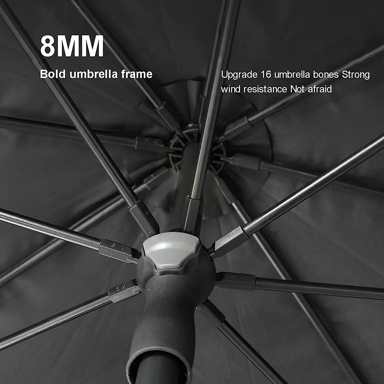 Grand parapluie de pêche avec protection UV, résistant à la pluie et au vent, fonction de levage et de dos pour un meilleur champ de vision et un levage pratique sans bloquer la vue.