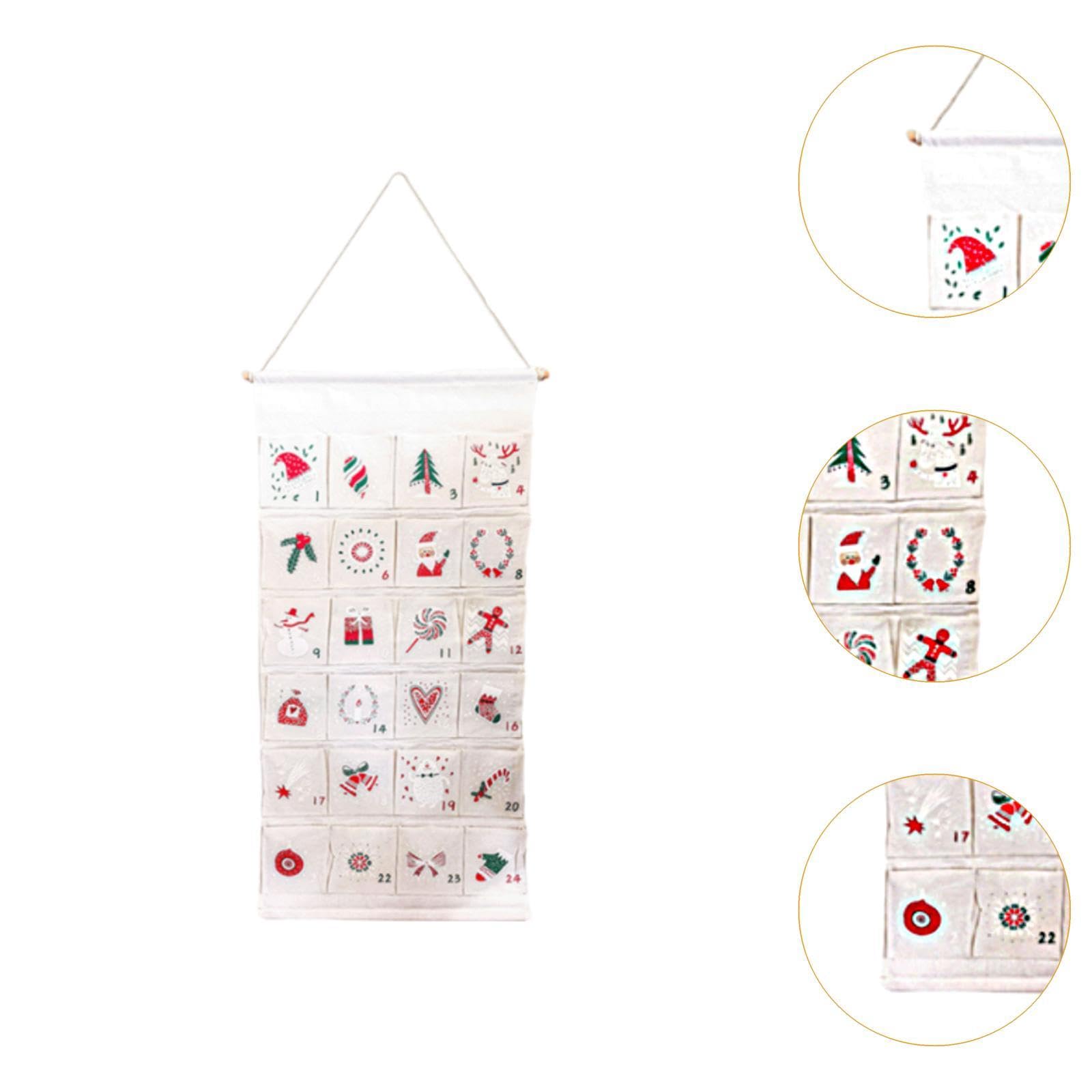 Calendario Dell'Avvento di Natale con 24 Tasche, Pratico Calendario Natalizio Da Appendere.