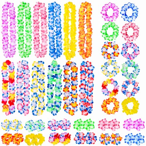 Garma Hawaiian Luau Leis Necklaces Set 48 Counts Summer Party Supplies