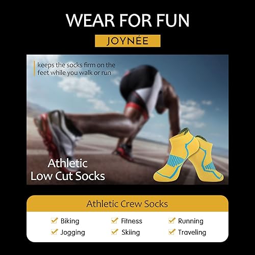 Miniatura 6 de JOYNÉE Calcetines casuales de corte bajo para hombre, paquete de 6 calcetines deportivos cómodos y acolchados