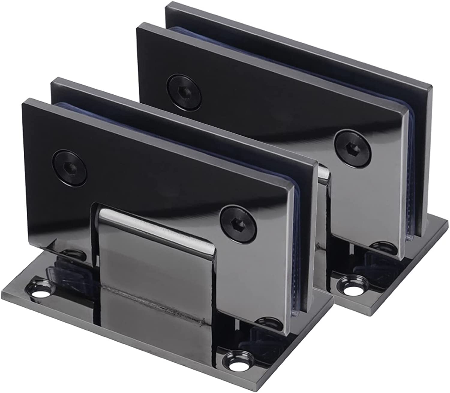 Dimeiyan One Color 2 Pack 304 Stainless Steel Glass Door Hinges, Black Titanium90° Single Edge Bathroom Clamp, 8-12Mm Frameless Shower