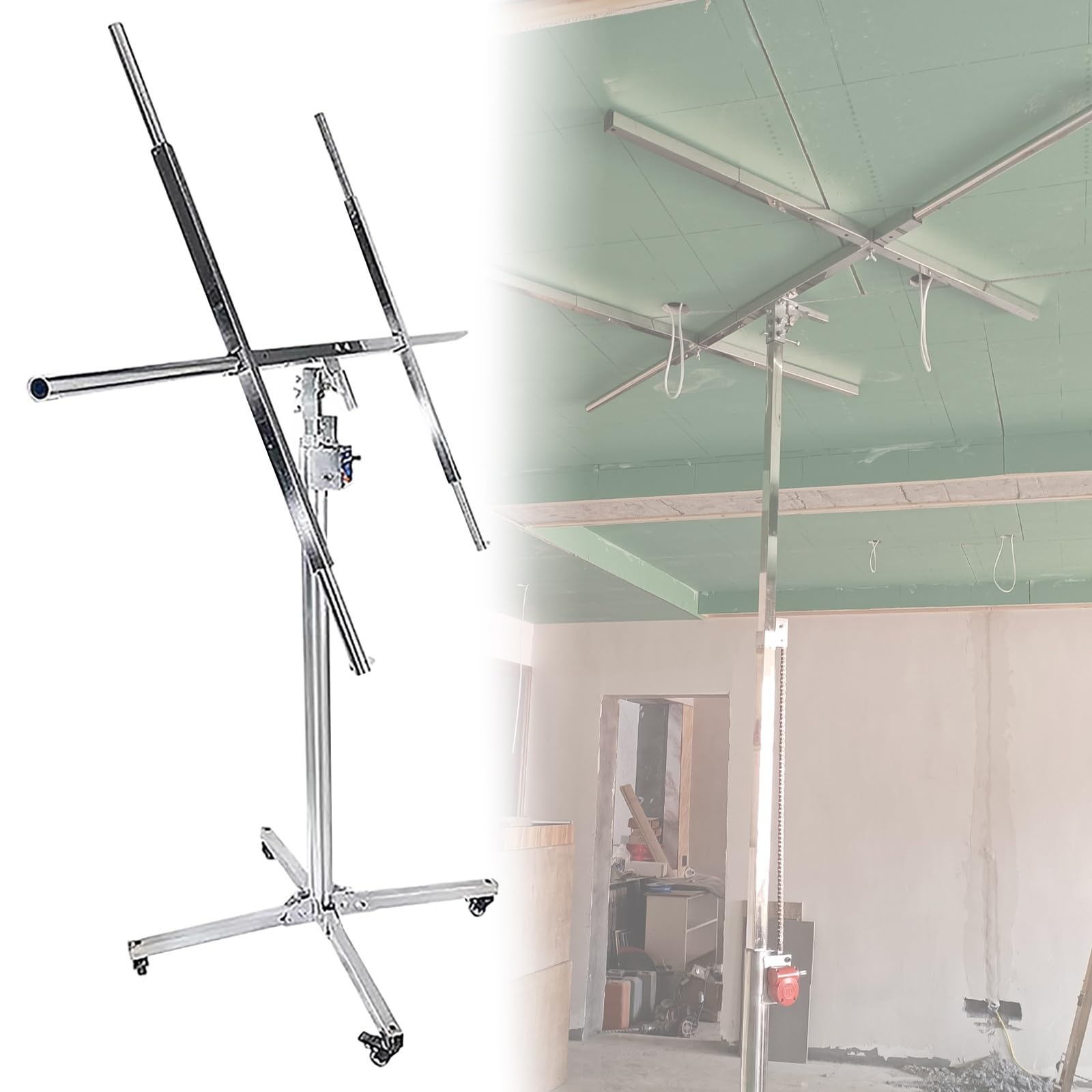 alzalastre per cartongesso Sollevatore per cartongesso con piedino per cartongesso - Altezza regolabile da 3,2 m 3,7 m 4 m Sollevatore per cartongesso - Pannello di sollevamento pieghevole per cartong