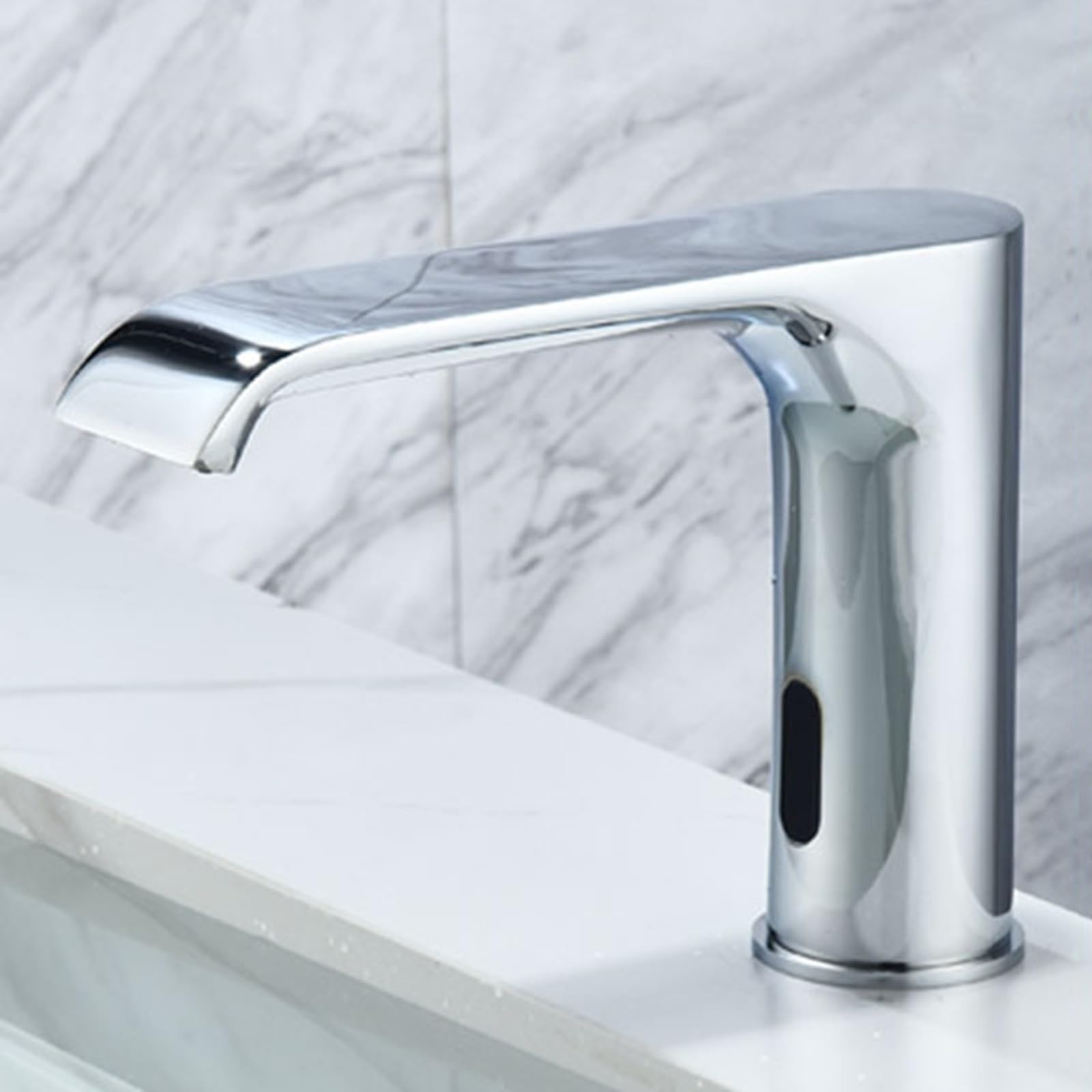 ZYCHSJXA Touchless Bathroom Sink Faucets Waterfall Mixer Tap for Basin Chrome Hot and Cold Water Temperature Non-Adjustable