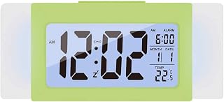 Gaone LED Digital Electronic Alarm Clock, Smart Student Mute Alarm Clock, 12/24 Hours, Light Control, Temperature, Date Display - Night Light,Green