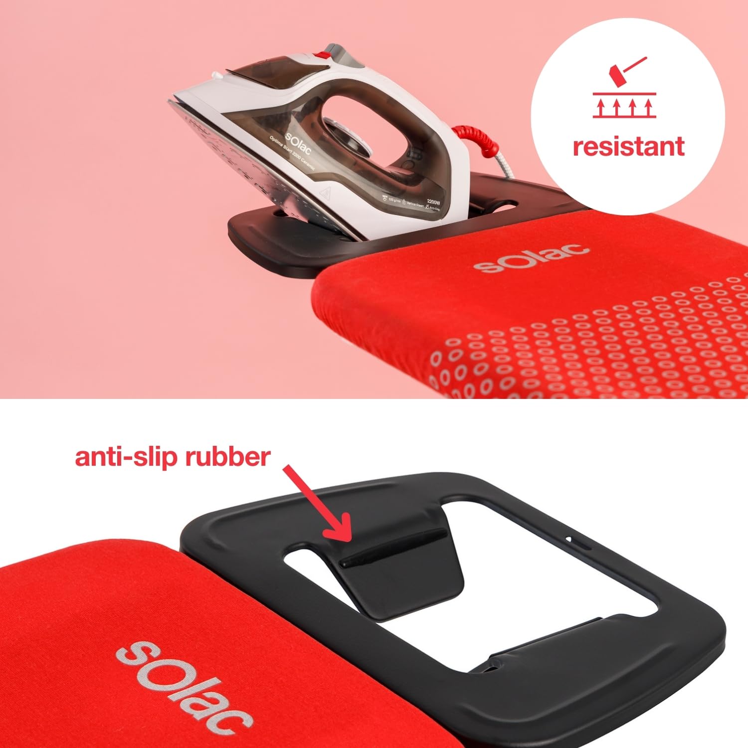 Solac - Tabla de Planchar Plegable Optima Board | 32,5x110cm | 3 Posiciones Regulable | Funda Resistente Algodón 100% | Ajustable 90 cm | Patas Antideslizantes | Lijera Manejable | Soporte Plancha