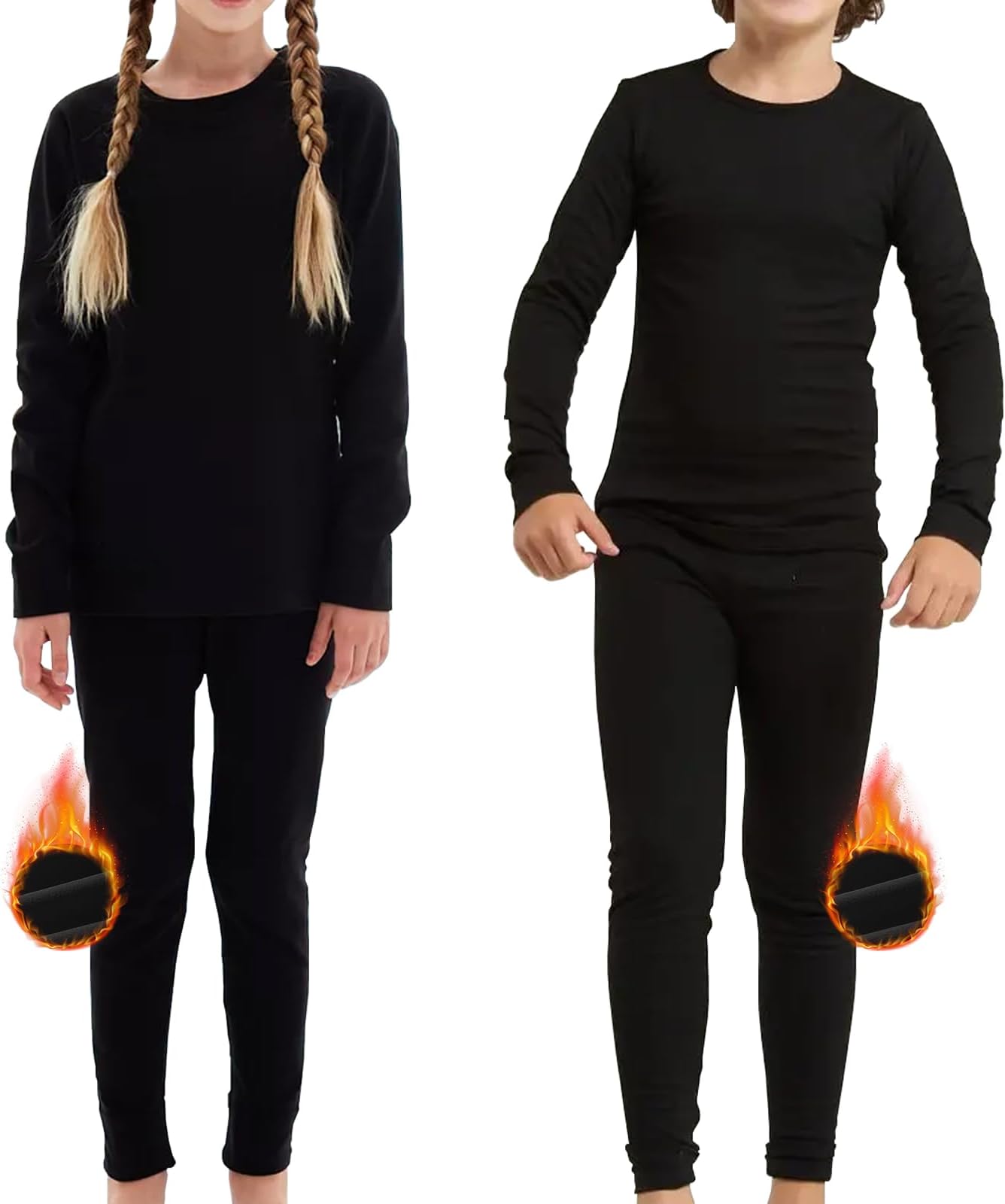 Kids Thermal Underwear Set, Lightweight Ultra Soft Fleece Interior, Toddler Thermal Underwear,Kids Base Layers for Skiing, Thermal Underwear Set for Boys and Girls