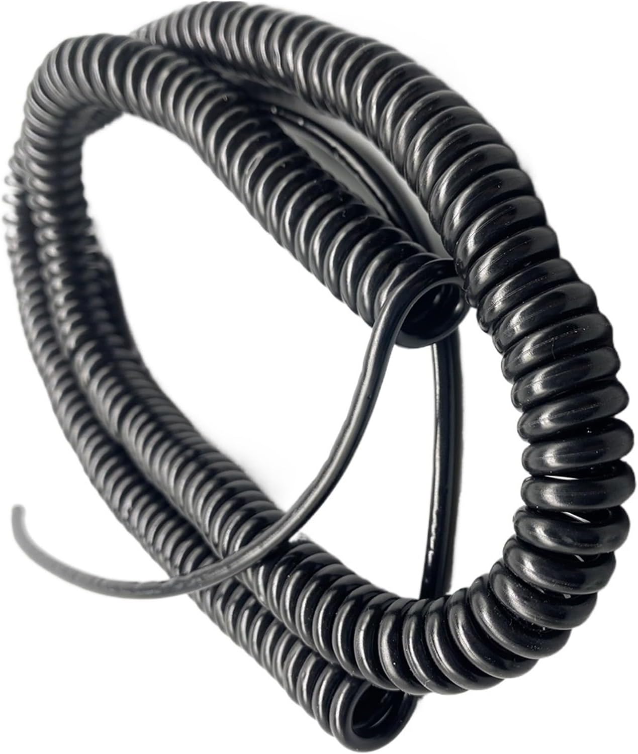 Retractable Spring Coiled Extension Cord ， Black 5 Cores Spring Wire Power Extension Cord Telescopic Spiral Cable Copper Core Elastic Shrinkable(Stretch 2.5 Meters)