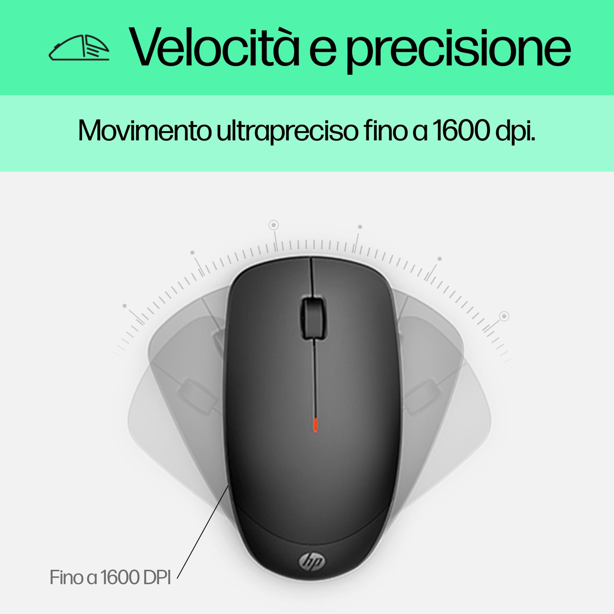 HP 230 Combo Tastiera e Mouse Wireless con Dongle USB-A a 2,4 GHz, Digitazione Silenziosa, Tasti Scelta Rapida e 12 Funzioni, Tastierino Numerico, Mouse a 1600 DPI, Rotella Scorrimento, Nera