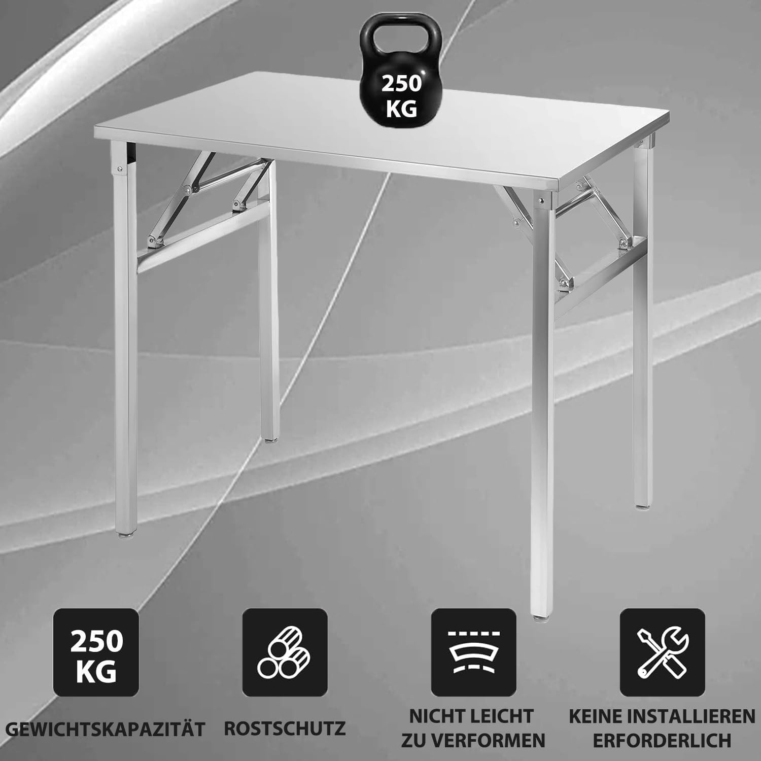Edelstahl Küche Arbeitstisch Tisch,Folding Table 100x60cm, für Lebensmittelzubereitung Küche & Ablagefläche Multifunktionale Gastro Zubereitungstisch Grilltisch