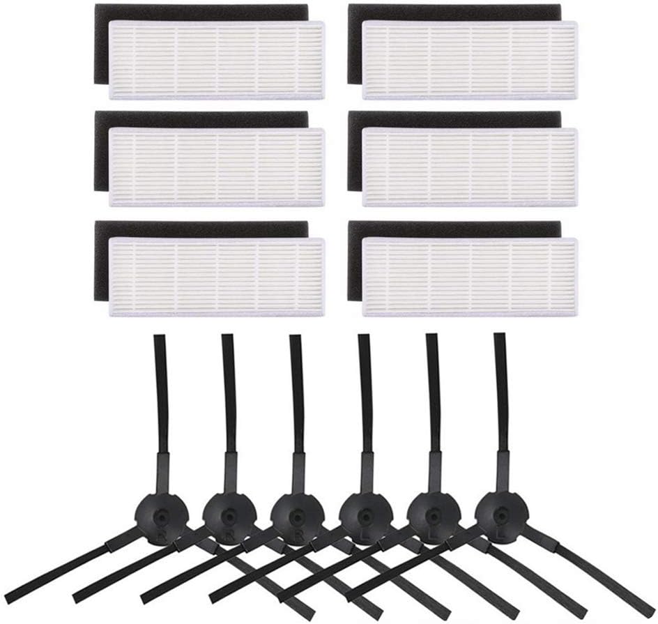 Accessory kit Replacement for ECOVACS DEEBOT M82 DM82 Robotic Vacuum Cleaner - 6 Pcs High Efficiency Filter & 6 Pcs Sponge Filter 6 Pcs Side Brush (Filter+Side Brush)