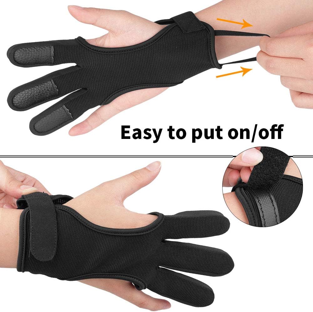KRATARC Archery Gloves Finger Protector Youth Kids Shooting Hunting Arrow Bow for Boys Girls Protective Gear Accessories (Black (11~13Y/O)) : Sports & Outdoors