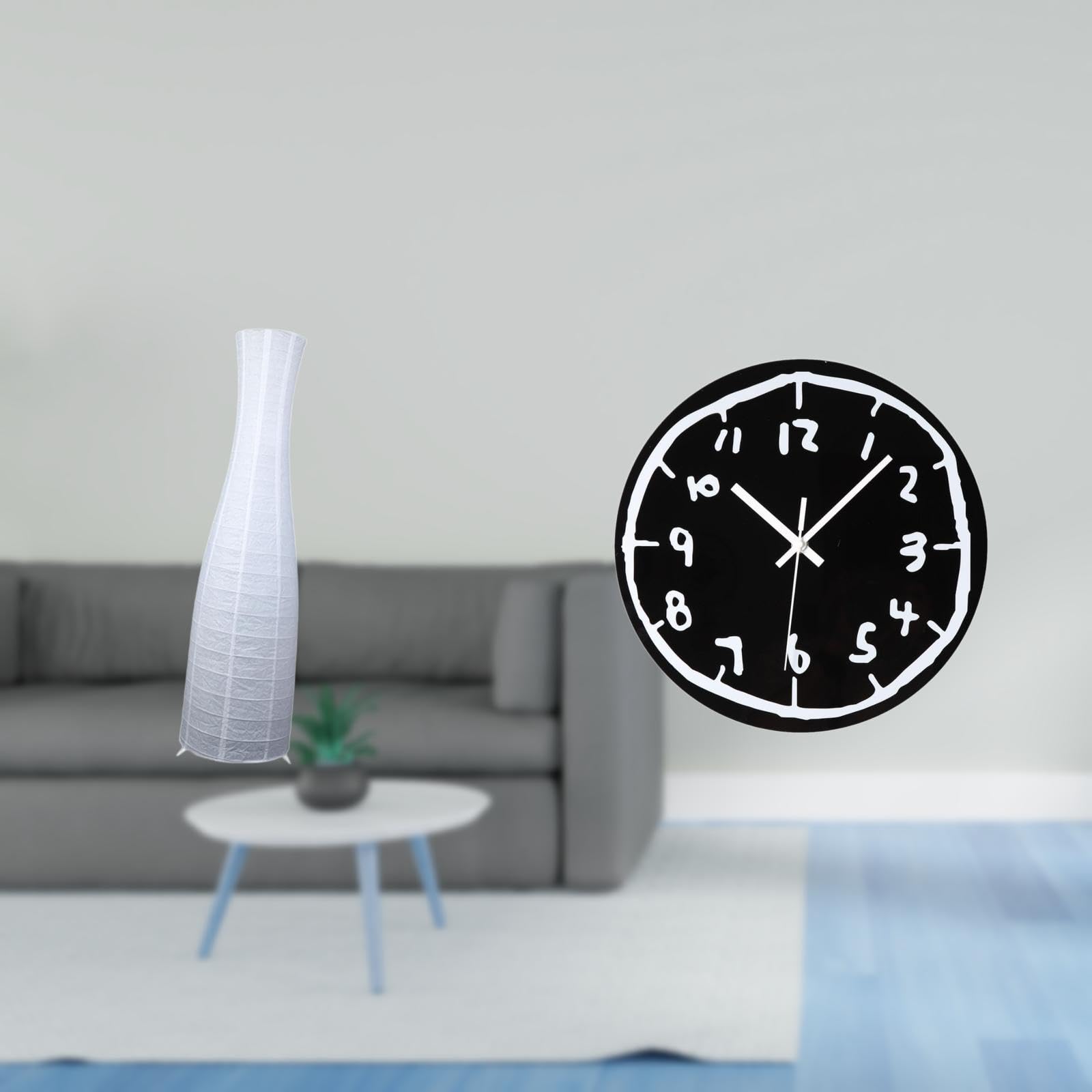Enakshi®Minimalist Paper Floor Lamp Shade and Acrylic Wall Clock Ornament Protector Cover for Modern Hotel Bedroom Living Room Kitchen Office Dining Room-image-34