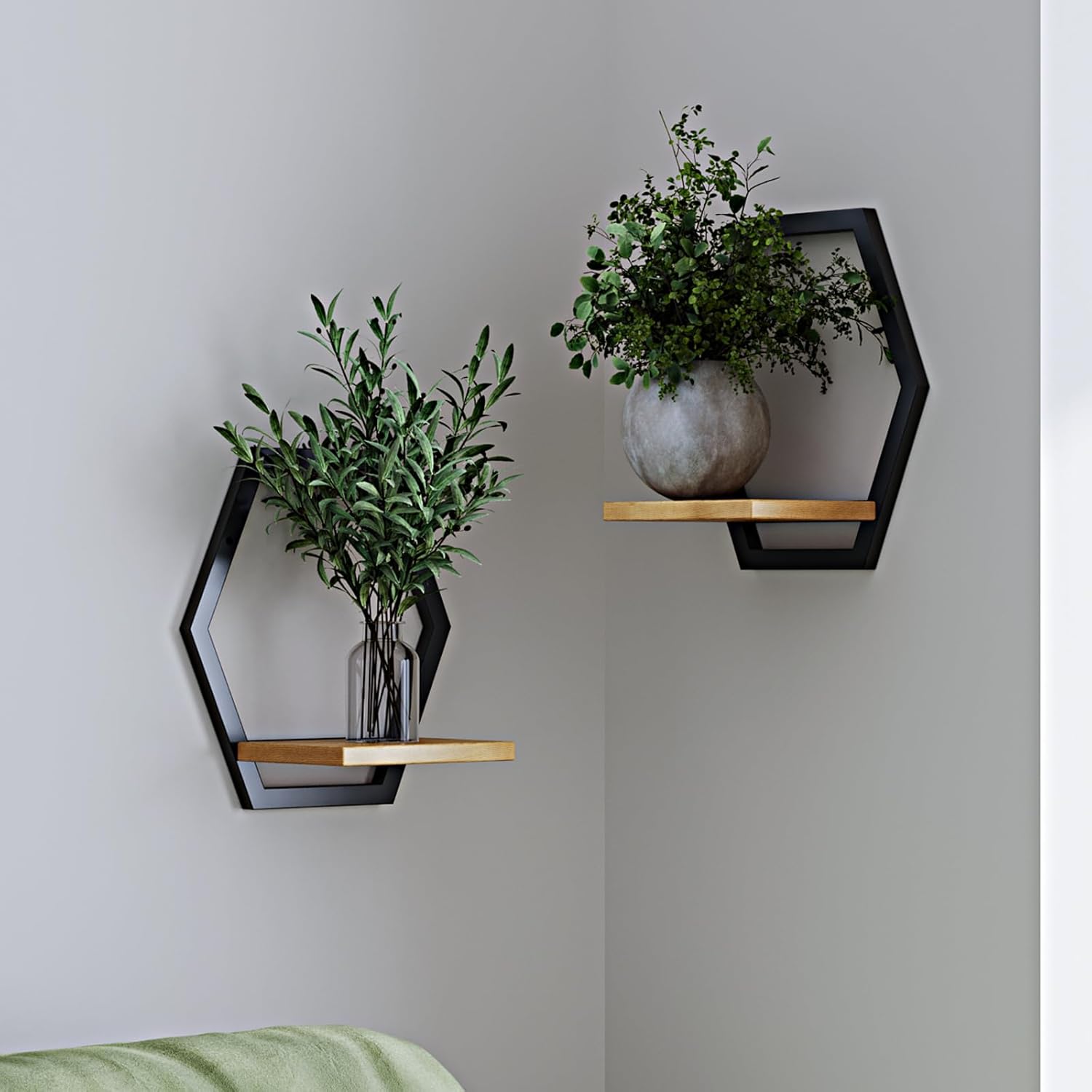 3 Packs Wall Plant Stand with Board (2 pack black)
