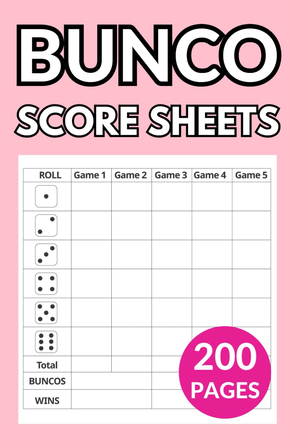 Bunco Score Sheets: 200 Score Pads for Scorekeeping | Bunco Dice Game for Party Supplies