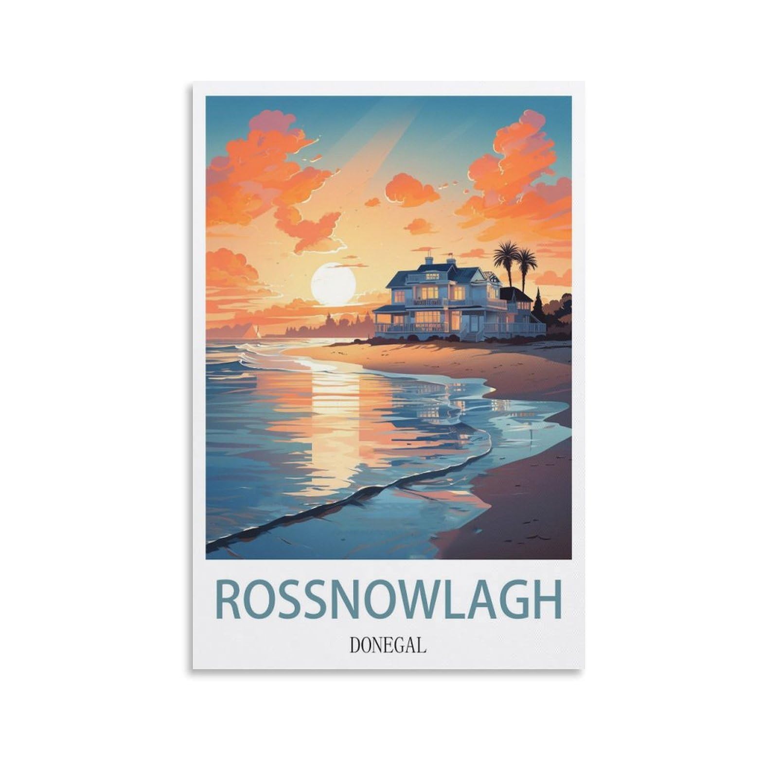 EZMLFA 5D Diamond Art Kits for Beginner,Rossnowlagh Donegal,Diamond Art House DIY Diamond Art Kits for Home Wall Decor 40x50cm