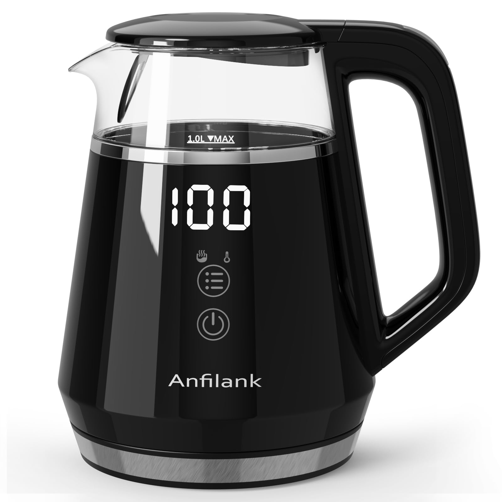 Amazon | 電気ケトル 温度調節 湯沸かしケトル ガラス 1.0L 二重構造