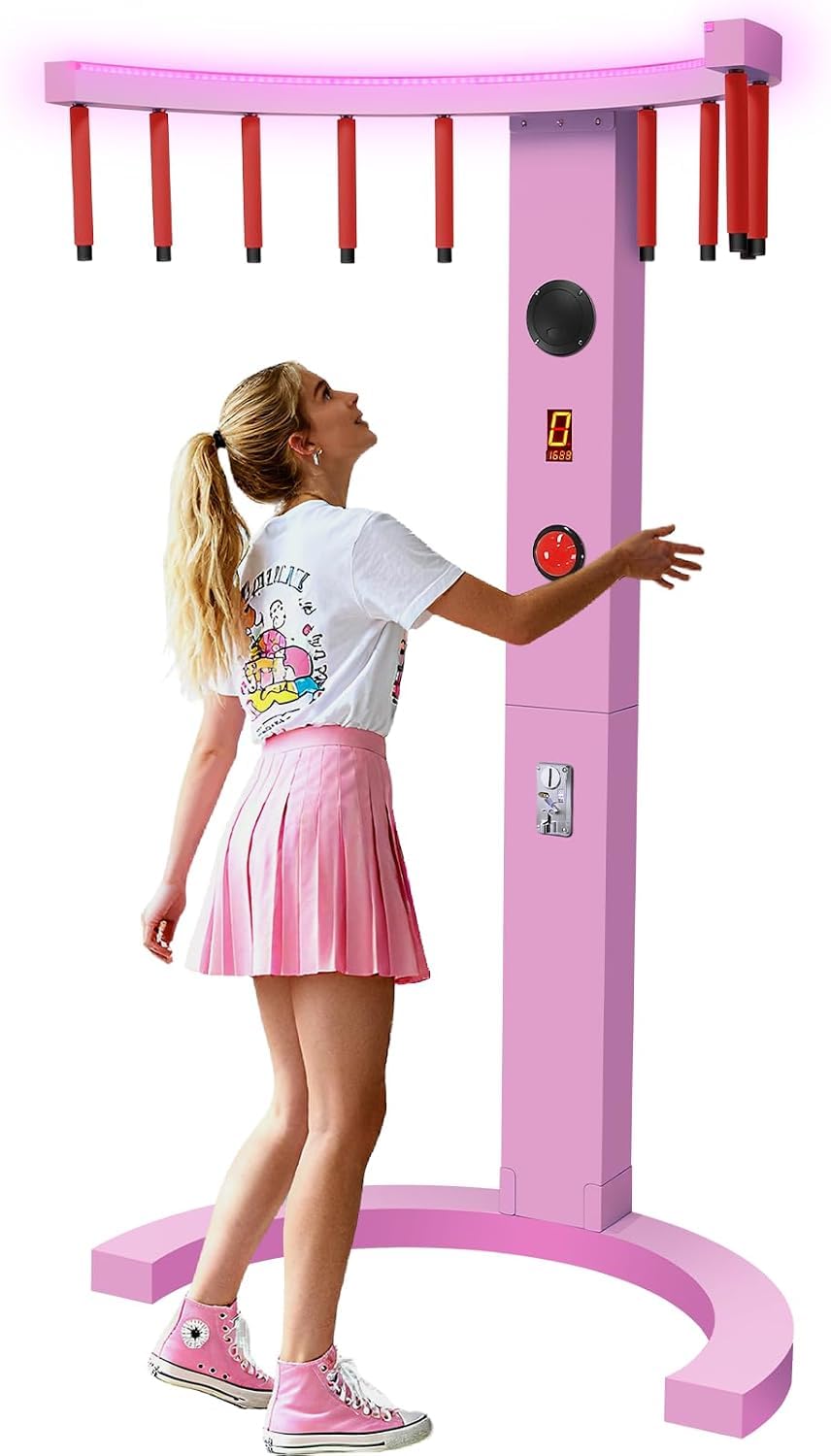 Fangstab-spielautomat – Münzbetriebenes Hand-Augen-koordinations- Und Reflexspiel Mit Stöcken Für Partys, Karneval, Bars, Familienspieleabende Und Unternehmen Pink