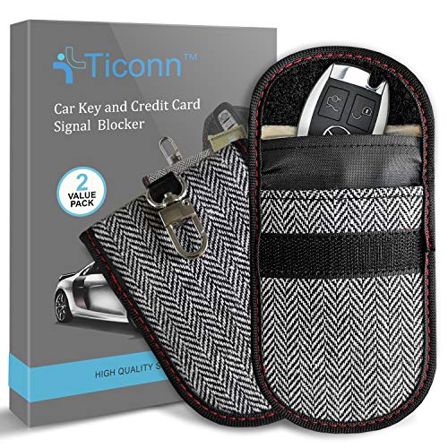 TICONN 2PK Faraday Bag for Key Fob, 3.5''X5.0'' Faraday Cage Protector, Car RFID Signal Blocking, Anti-Theft Pouch Anti-Hacking Case Blocker (Harris Tweed)