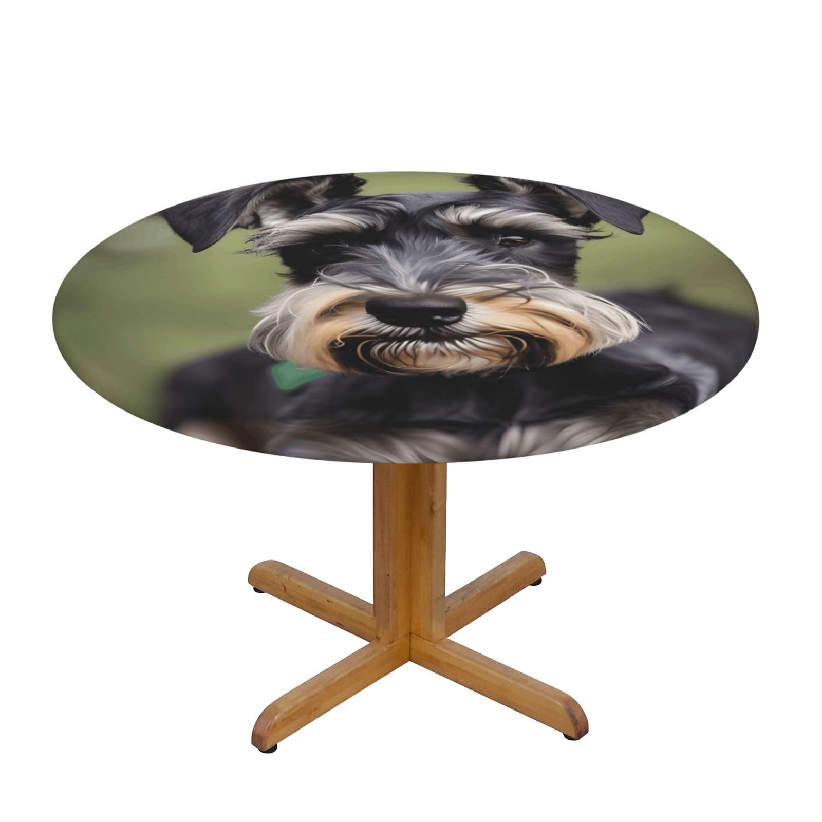 Adorable Schnauzer Print Round Tablecloth Waterproof Table Cover Wipe Clean Washable Table Protector For Dining Room