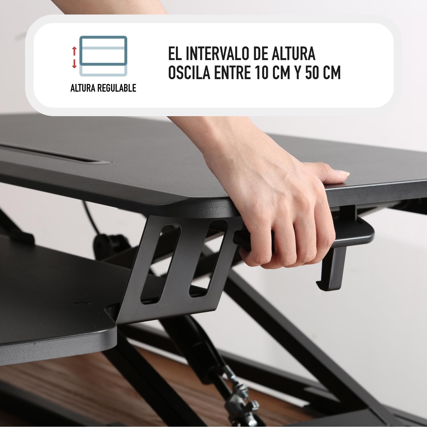 Ewent EW1545 Estación de Trabajo con Altura Ajustable y Bandeja de Teclado