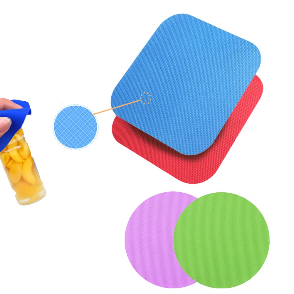 Rubber Jar Opener Gripper Pads [4-Pack] for Weak-Handed Seniors Doubles as Cup Coaster Durable and Flexible Old People Can Open Cans Easily Rubber Jar Opener Gripper Pads Multi-functional CupCoaste