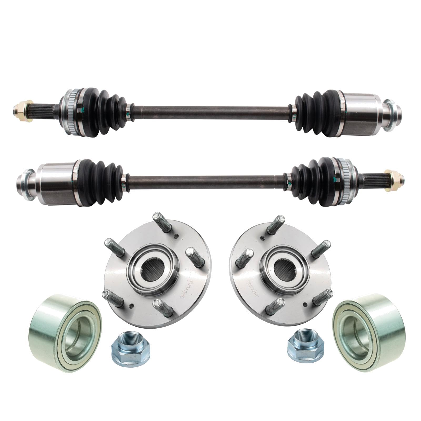 TRQ Rear CV Axle Assemblies Wheel Bearings Wheel Hubs 6 Piece Compatible with 2003-2008 Honda Pilot