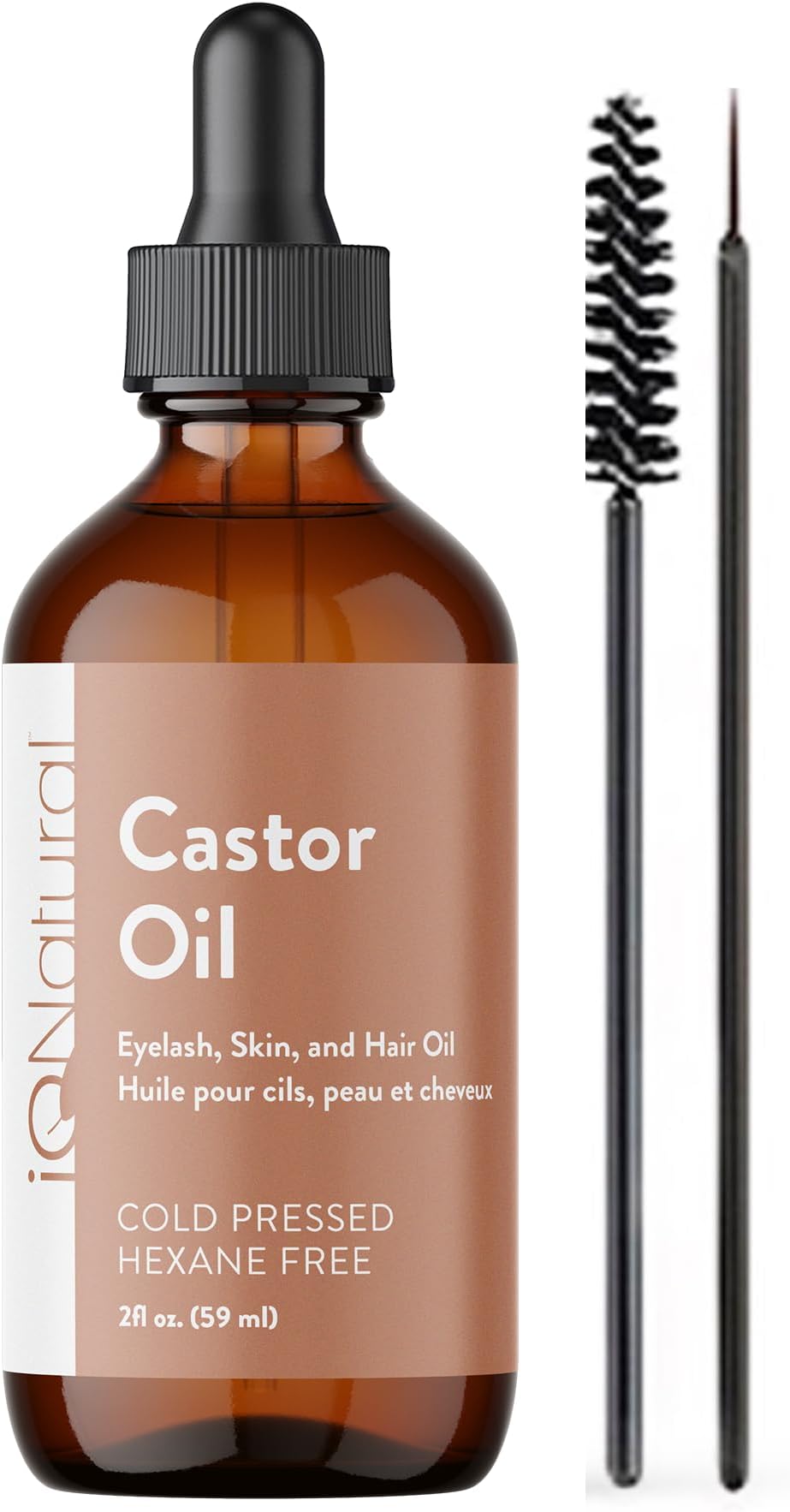 IQ Natural 100% Pure Cold Pressed Organic Castor Oil - Eyelash & Eyebrow Growth Serum, Conditioner & Treatment