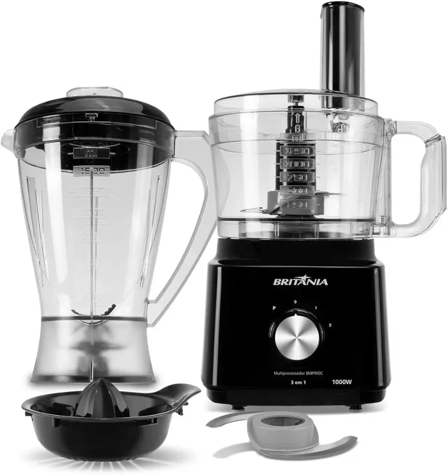 Multiprocessador Britânia 1000W 3 em 1 Lâminas Inox BMP900C 127W