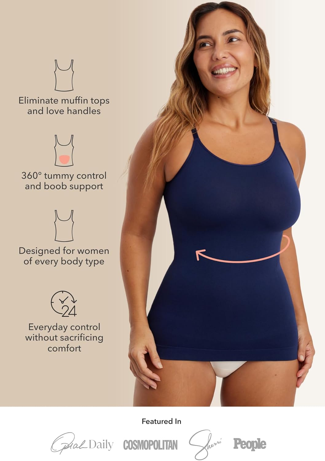 SHAPERMINT Womens Tops - Scoop Neck Cami Body Shaper for Women, Shapewear Tummy Control, Camisole Tank Tops for Women - Image 2