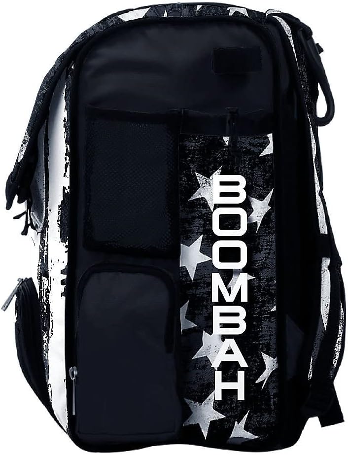 Boombah Mini Superpack Youth Bat Pack: USA Stars & Stripes Black Ops Black & White, Baseball & Softball Bag with 2 Bat Sleeves and Shoe Compartment