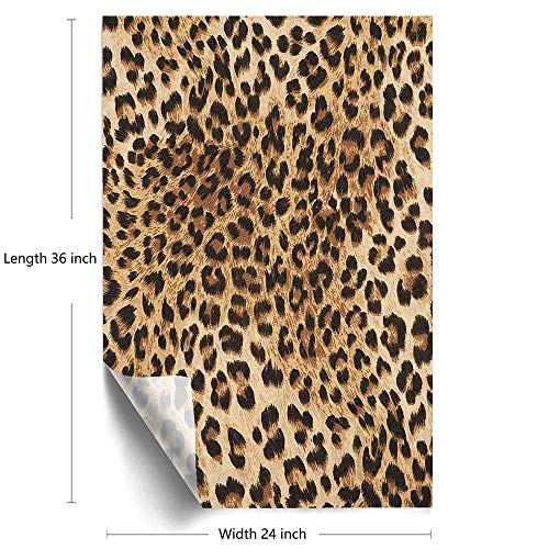 Leopard Print Frosted Window Film Static Cling Film,Skin Pattern Of A Wild Safari Animal Powerful Panthera Big Cat Kitchen Art Privacy Window Film Static Cling,Pale Brown Black 24 X 36 #TOP1