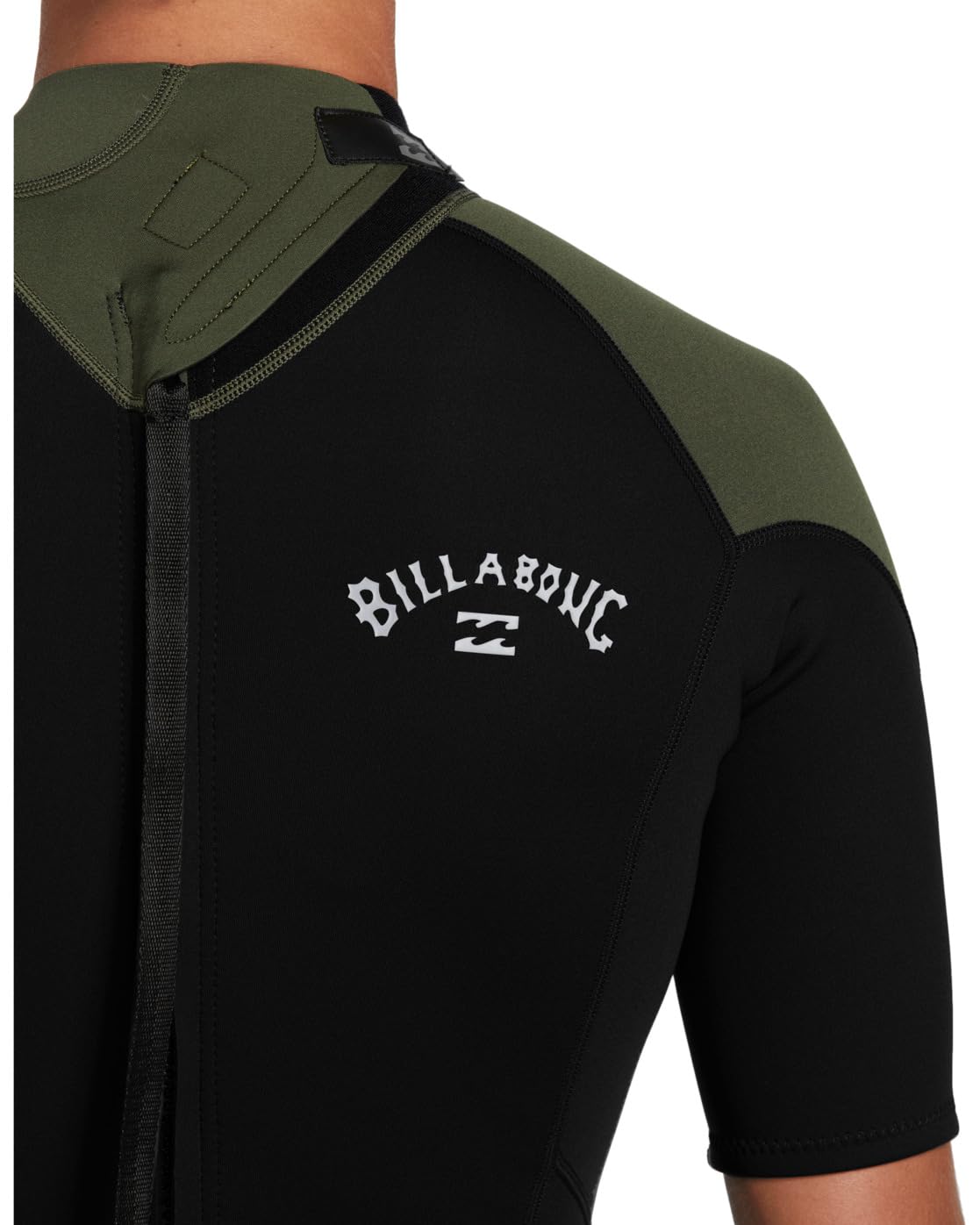 Billabong Męski kombinezon foliowy 2 mm z zamkiem błyskawicznym z tyłu - mech - retencja z kombinacją o wysokiej rozciągliwości