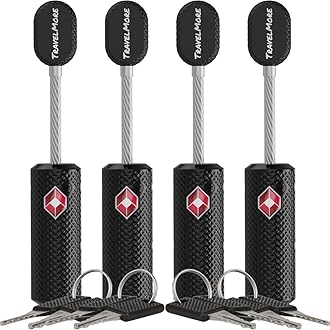 – 4-Pack TSA Approved Luggage Locks with Keys for Travel | Flexible, Ultra Secure Mini Key Padlocks Made from Zinc Alloy | Luggage Locks | TSA Locks | Black