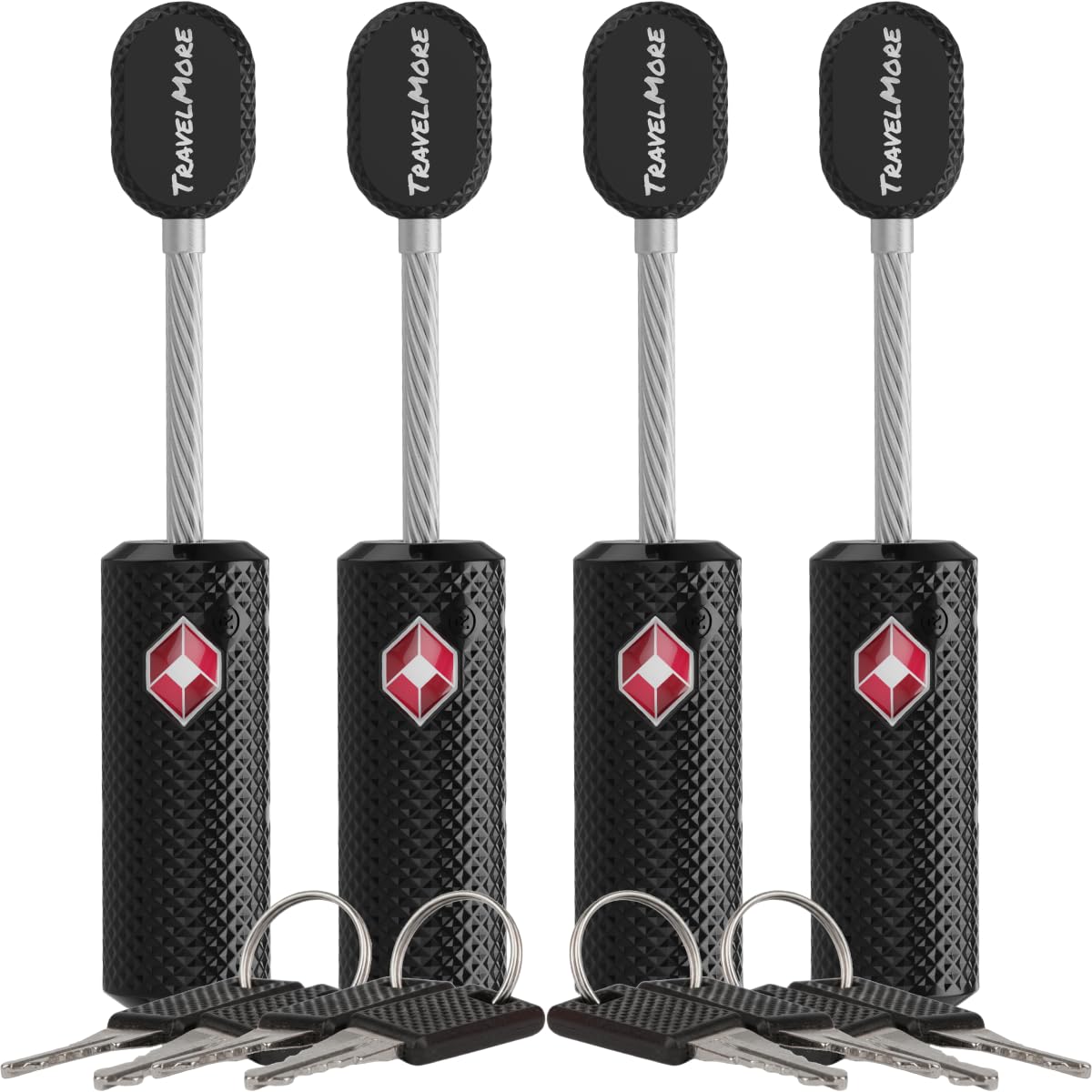 4-Pack TSA Approved Luggage Locks with Keys for Travel | Flexible, Ultra Secure Mini Key Padlocks Made from Zinc Alloy | Luggage Locks | TSA Locks | Black