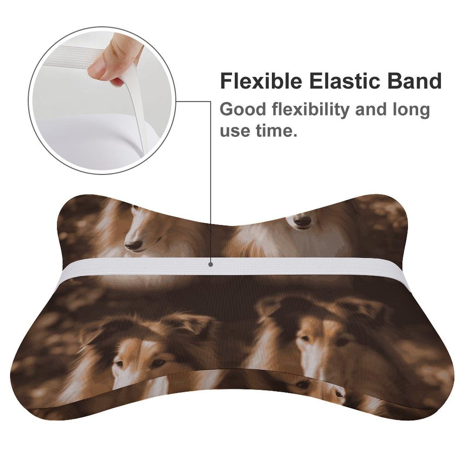 Almohada Shelties, núcleo de almohada de espuma viscoelástica, cojín, proporciona apoyo para el cuello, almohadas de coche para viajes y oficinas en casa.