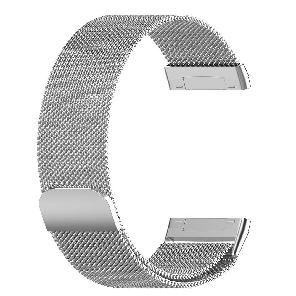 T TECLUSIVE Luxury Metal Magnetic Strap Compatible for Fitbit Versa 4, Versa 3, Sense 2 | Adjustable Magnetic Loop Band Chain (Silver)-image-35