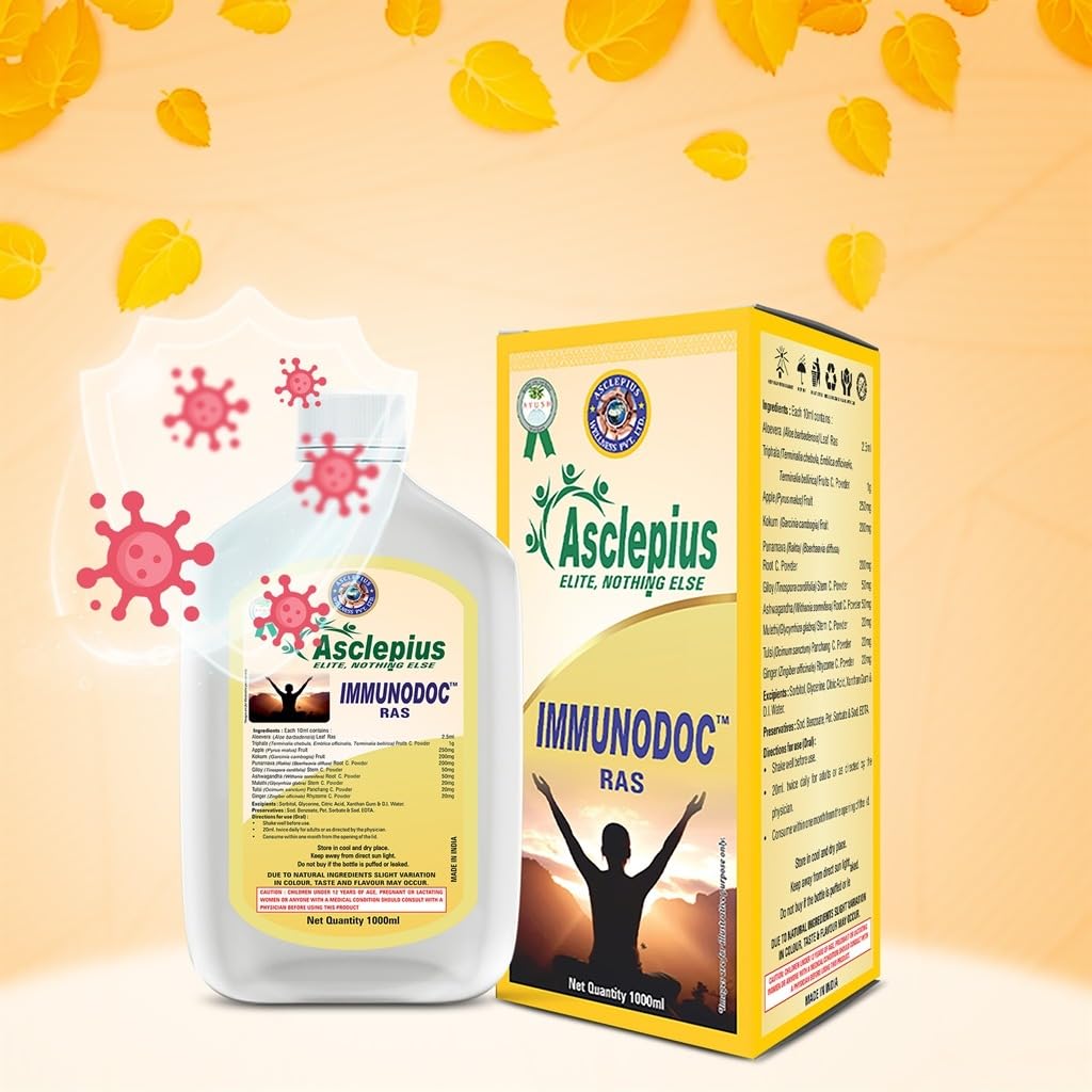 ASCLEPIUS IMMUNODOC Ayurvedic Immunity Booster Syrup | Aloe Vera, Giloy, Triphala & Tulsi | Supports Immunity, Digestion & Respiratory Health (1000 ml) PACK OF 1 — Amazon image 3