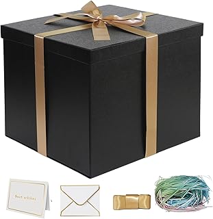 YINUOYOUJIA Large Gift Box 12x12x10 Inches,Black Gift Boxes for Presents,Birthday Box,for Packaging,Valentine's Day,Mother's Day,Christmas,Anniversaries,Family