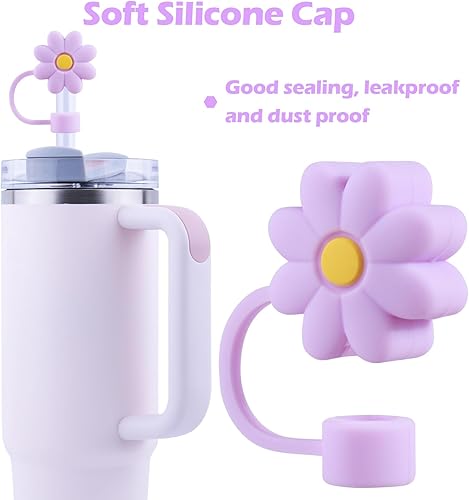 Miniatura 10 de GLAMFIELDS 6 tapas de popote para vaso Stanley de 40-20 onzas, 0.4 pulgadas y 0.394 in, fundas de popote de silicona suave para accesorios de tazas