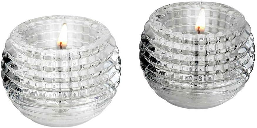 Baccarat Crystal Eye Votive Candle Holder Set of 2 Clear