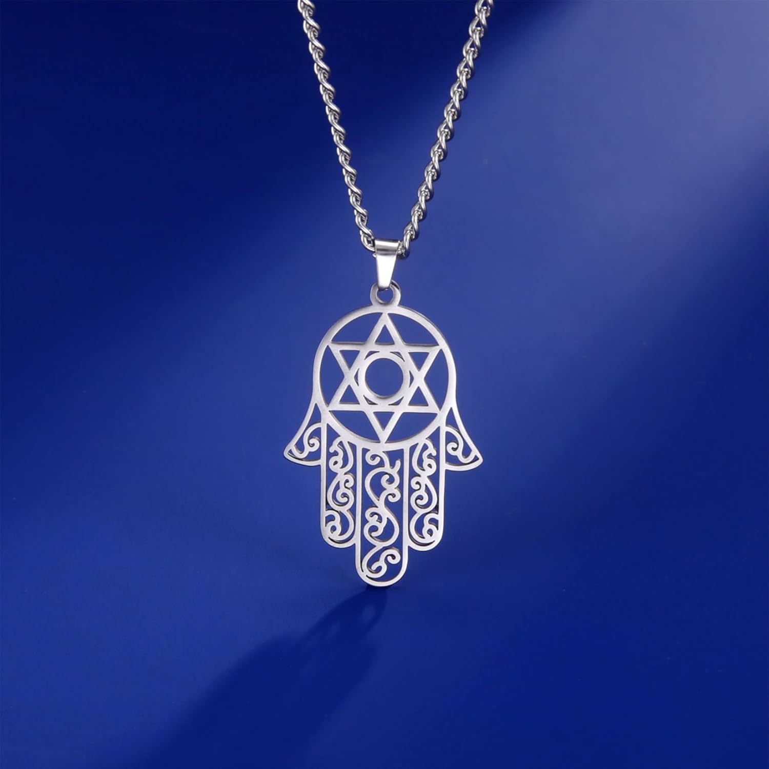 EUEAVAN Hamsa Hand of Fatima Hexagram Necklace Star of David Evil Eye Pendant Jewish Female Protection Amulet Symbol Jewelry Women Men - Image 3
