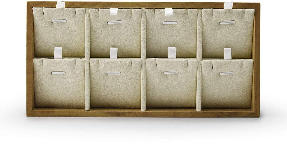 Oirlv Solid Wood Jewelry Organizer Tray Pendant Necklace Storage With Pads (Creamy-white)