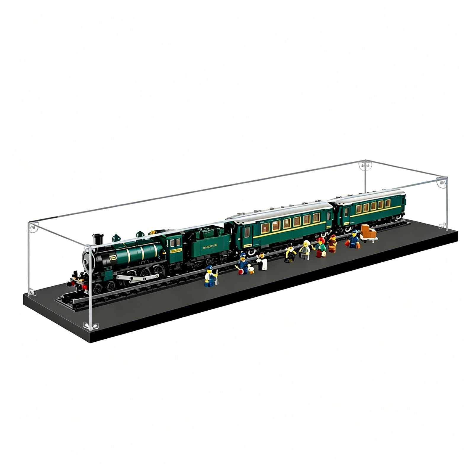 Long Narrow Acrylic Display Case for Miniatures, Plastic Clear Storage Box Containers Dustproof Cover, Stackable Black Showcase Cube for Model Cars(50x35x35cm/20x14x14in)