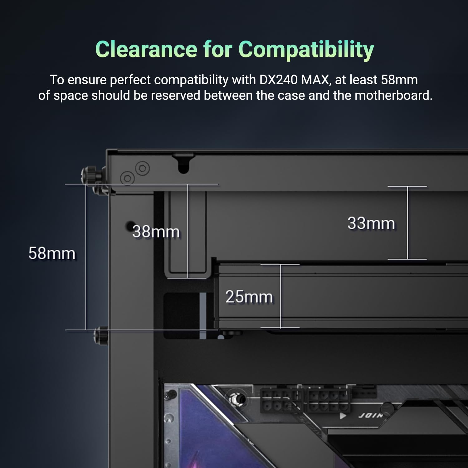 Diagram showing clearance requirements for DX240 MAX installation