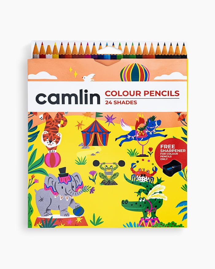 Image of Camel 24 Shades Colour Pencils - Vibrant Multicolor Shades | Soft, Smooth & Break-Resistant Leads | Ideal for Drawing, Sketching, Coloring & School Art Projects